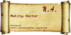 Matity Aszter névjegykártya